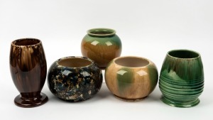 BENDIGO POTTERY group of five assorted vases, the largest 20cm high