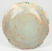 UNA DEERBON pottery platter with rose decoration, incised "Deerbon", ​​​​​​​35.5cm wide - 2