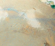 UNA DEERBON pottery platter with rose decoration, incised "Deerbon", ​​​​​​​35.5cm wide - 3