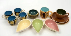 MARTIN BOYD pottery bowls and tea ware, together with a GUY BOYD pottery mug, (12 items), the mug 8.5cm high