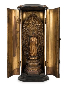 An antique Ashoka Buddha Japanese travelling shrine, Meiji period, 19th century, 48cm high