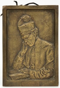 "His Grace Most Revd. DANIEL MANNIX D.D. Archbishop Of Melbourne", cast bronze wall plaque, early 20th century, 23 x 16cm