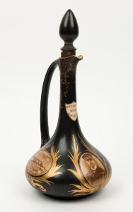 WATSON'S No.10 WHISKY English porcelain decanter with vignette ship portraits of "H.M.S. NEW ZEALAND" and "H.M.S. SYDNEY", as well as SIR JOHN JELLICOE, stamped "Made In England For Jas. Watson & Co. Ltd. Dundee", 31cm high overall