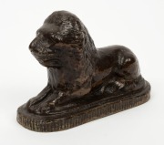 An antique Australian pottery lion doorstop, 19th century, ​​​​​​​incised "L.B.", 15cm high, 22.5cm long - 3