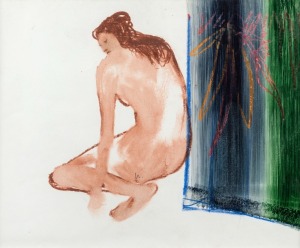 SIDNEY ROBERT NOLAN (1917 - 1992), Aedipsos&nbsp;- Greece, mixed media, signed "N",&nbsp; titled verso and dated 7th Oct 1957 and signed "Nolan" in full,&nbsp; 24.5cm x 29.5cm, 51cm x 55cm overall