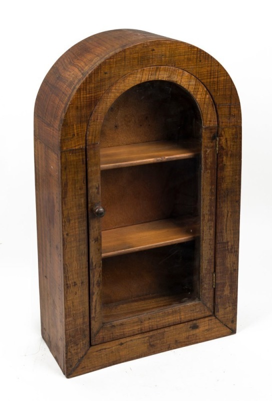 An antique Australian fiddleback blackwood dome-topped cabinet, 19th century, 53cm high