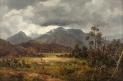 ALBERT EDWARD ALDIS (1869-1921), Rain Clouds Lifting, Healesville, oil on canvas, signed lower left "A.E. Aldis, 1890", ​​​​​​​30 x 45cm, 50 x 65cm overall