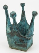 GUS McLAREN&nbsp;blue glazed pottery sculpture of four figures, 31cm high. PROVENANCE: Purchased from Betty McLaren sale at Merimbula N.S.W. - 2