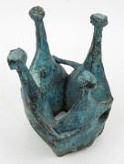 GUS McLAREN&nbsp;blue glazed pottery sculpture of four figures, 31cm high. PROVENANCE: Purchased from Betty McLaren sale at Merimbula N.S.W. - 5