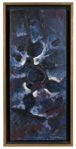 GRAHAM CANTIENI (1938 - ), Cosmological Theme, Variation 20, acrylic on board,  signed lower right "G. Cantieni", ​​​​​​​69 x 29cm, 76 x 137cm overall