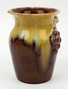 REMUED&nbsp;pottery vase with applied grapes and leaf, incised "Remued, Hand Made", 19cm high - 2