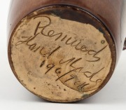 REMUED&nbsp;pottery vase with applied grapes and leaf, incised "Remued, Hand Made", 19cm high - 5