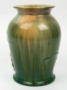 REMUED rare green glazed pottery vase with koala and branch decoration,  incised "Remued Hand Made, F8", 23.5cm high  - 4