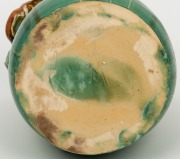 REMUED&nbsp;green glazed pottery vase with applied gumnuts and leaves and orange glazed handle, incised "Remued&nbsp;36M",&nbsp; ​​​​​​​21cm high&nbsp; - 6