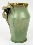 REMUED green glazed pottery vase with applied gumnuts, leaves and branch handle, incised "Remued Hand Made 54/8M", ​​​​​​​22cm high&nbsp; - 3