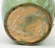 REMUED&nbsp;green and cream glazed pottery vase with applied gumnuts and leaves, incised "Remued 42/LM", 21cm high&nbsp; - 3