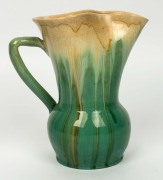 REMUED&nbsp;green glazed pottery jug with branch handle,&nbsp; incised "Remued 146L", ​​​​​​​20cm high&nbsp; - 3