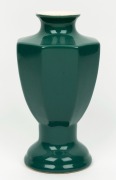 SUNSHINE ELECTRIC green glazed ceramic vase with faceted sides, rare,&nbsp; ​​​​​​​21.5cm high&nbsp;