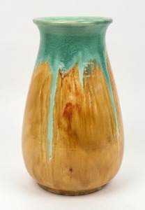 CORNWELL'S green and brown glazed pottery vase, circular factory mark to base, "Cornwell's Brunswick", 30cm high