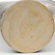 KERRYL&nbsp;fan shaped pottery vase with gumnut decoration and unusual glaze, incised "A86/4", 26cm high&nbsp; - 3