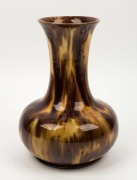 McHUGH brown and yellow mottled glaze pottery vase,  incised "McHugh, Tasmania, 1933", 30cm high  - 2