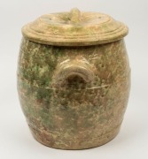 BENDIGO POTTERY bread crock with sponge ware glaze, 19th/20th century,  32cm high, 33cm wide - 2