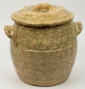 BENDIGO POTTERY bread crock with sponge ware glaze, 19th/20th century,  32cm high, 33cm wide - 3