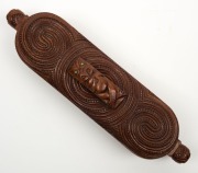 Maori treasure box, carved wood and paua shell, 20th century,  ​​​​​​​31cm wide - 3