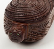 Maori treasure box, carved wood and paua shell, 20th century,  ​​​​​​​31cm wide - 5