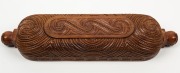 Maori treasure box, carved wood and paua shell, 20th century,  ​​​​​​​31cm wide - 7