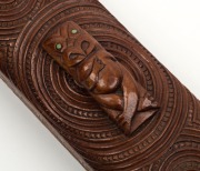 Maori treasure box, carved wood and paua shell, 20th century,  ​​​​​​​31cm wide - 8