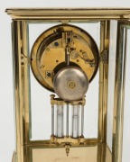 An antique French four glass library clock with mercury compensated pendulum, open escapement, enamel dial and Roman numerals, 19th century, ​​​​​​​27cm high - 2