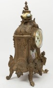 An antique French Rococo style clock in cast bronze case with Sevres style porcelain panel and ornamentation, with eight day time and gong striking movement by MARTI, 19th/20th century, 40cm high - 2