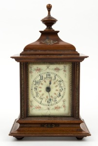 An antique German table clock in timber case, timepiece only, 19th/20th, ​​​​​​​25cm high