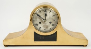 An unusual brass cased Napoleon hat mantle clock with two train American movement, early to mid 20th century, 26cm high