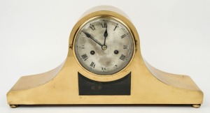 An unusual brass cased Napoleon hat mantle clock with two train American movement, early to mid 20th century, ​​​​​​​26cm high