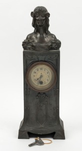 An Art Nouveau antique figural desk timepiece in spelter case, 19th/20th century, ​​​​​​​30cm high