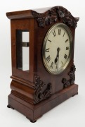 An antique English spring table clock in mahogany case with single train fusee movement, and Roman numerals, mid 19th century, ​​​​​​​43cm high - 2