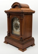 An antique German spring table clock in walnut case with triple train chime and striking movement, 19th/20th century, 49cm high - 2