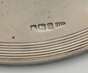 An antique sterling silver inkwell with inscription "Presented To J.F. CROW Esq. As Token Of Esteem From The Teachers. WEST HAWTHORN Presbyterian Sunday School, 5th April, 1909", ​​​​​​​15cm diameter - 4