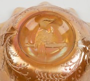 "Kookaburra" marigold carnival glass master bowl, ​​​​​​​8.5cm high, 24cm wide - 2