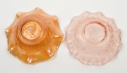 "Emu" marigold carnival glass bowl, together with a "Kookaburra" pink depression glass bowl, (2 items), 14.5cm and 14cm wide - 2