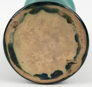 HOFFMAN blue and green glazed pottery vase,  impressed mark to base "Hoffman Australia", 26cm high  - 3