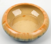 REMUED blue and cream glazed pottery bowl with orange highlights,&nbsp; incised "Remued, 3-10", ​​​​​​​8cm high x 23cm diameter - 3