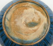 REMUED blue and cream glazed pottery bowl with orange highlights,&nbsp; incised "Remued, 3-10", ​​​​​​​8cm high x 23cm diameter - 4
