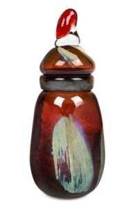 TONY KEUPFER Australian art glass lidded jar. Note: Four pronged gadget mark to pontil, 28cm high
