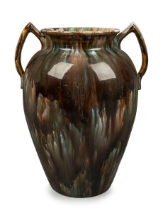 REGAL MASHMAN two handled pottery vase, impressed "Regal Mashman 10B", ​​​​​​​36cm high 