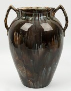 REGAL MASHMAN two handled pottery vase, impressed "Regal Mashman 10B", ​​​​​​​36cm high  - 3