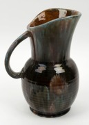 REGAL MASHMAN pottery jug with mottled glaze,  incised "34H", ​​​​​​​25cm high  - 2