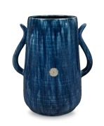 JOHN CAMPBELL blue glazed pottery vase with two handles, incised "John Campbell, Tasmania", 27cm high&nbsp;